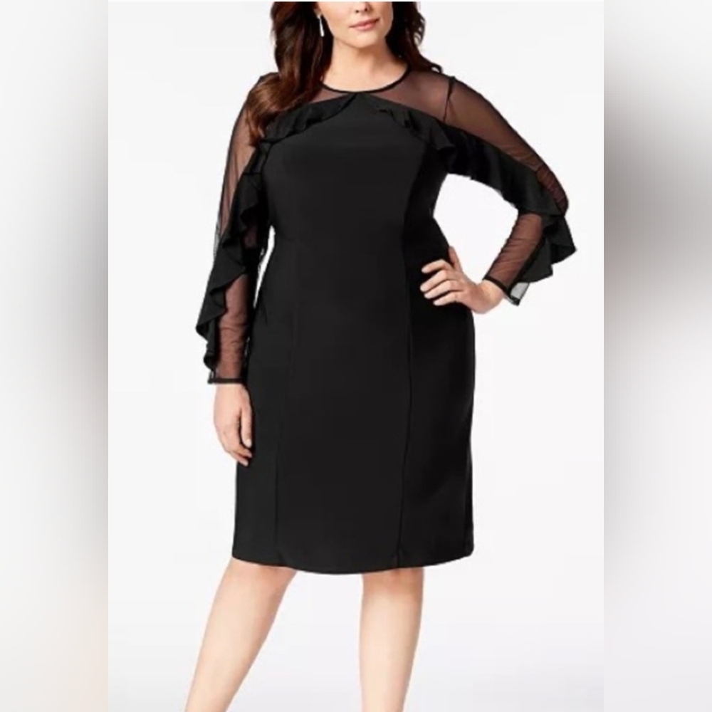 💋R&M RICHARDS Elegant Black Ruffle Sleeve Dress💋